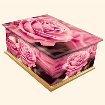English Rose Pattern Colourful Caskets by Carl Hogg Funerals Golborne
